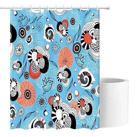 Шторка для ванны из полиэстера водонепроницаемая Bathlux 180x180 см с кольцами, занавеска для ванной комнаты Каменец-Подольский