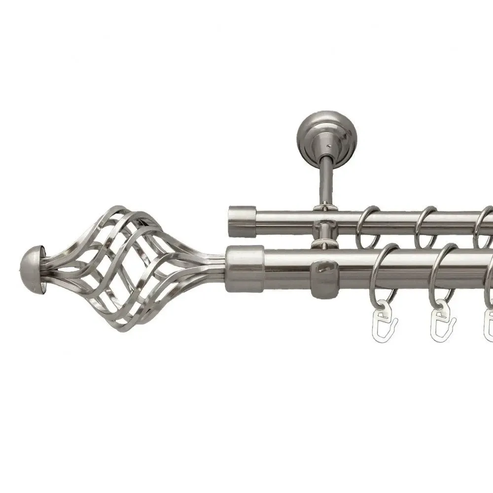 Карниз Orvit Арезо металевий дворядний відкритий гладка труба кільце металеве Нержавіюча Сталь 25\16 мм 300 см (7075290) Львів - фото 1