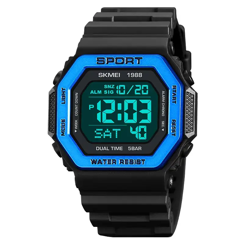 Чоловічий спортивний годинник Skmei 1988 (Чорний з синім) Київ - фото 2