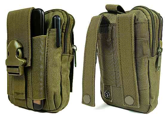 Підсумок-органайзер для телефону, документів та особистих речей олива (тактичний утилітарний, на РПС, пояс, жилет, ремінь, MOLLE) Коломия