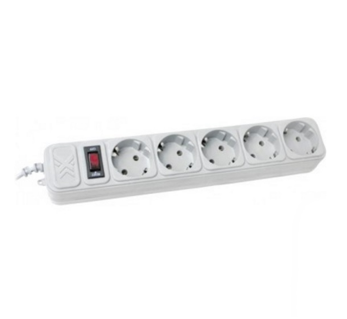 Фільтр мережевий 5 розеток 4,5 м з вимикачем 4500А сірий SPM5-G-15G Maxxter Житомир - изображение 1