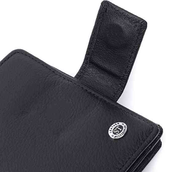 Жіночий гаманець з монетницею та блоком для пропусків із натуральної шкіри ST Leather 22713 Чорний Київ