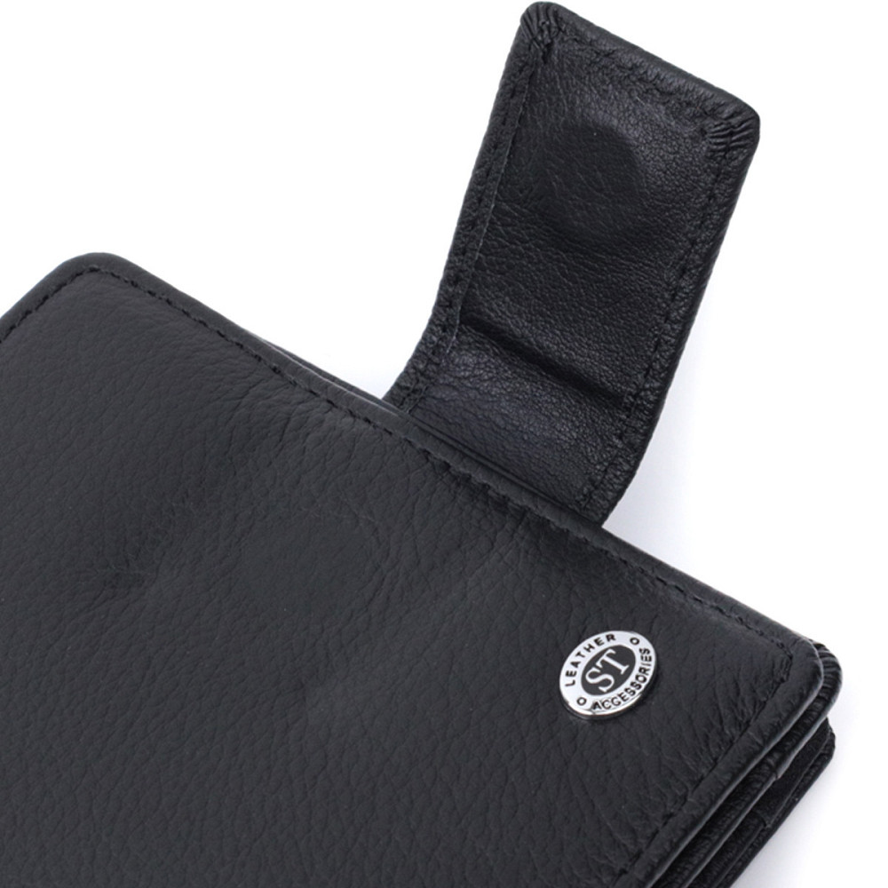Женский кошелек с монетницей и блоком для пропусков из натуральной кожи ST Leather 22713 Черный Киев - изображение 5