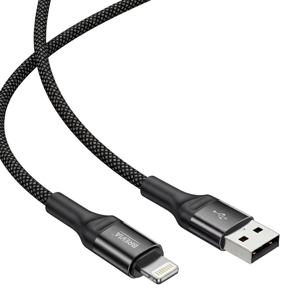 Кабель Brevia USB to Lightning 2,4А 1м, чорний ZIP (56100BULZ1) Львів - фото 3