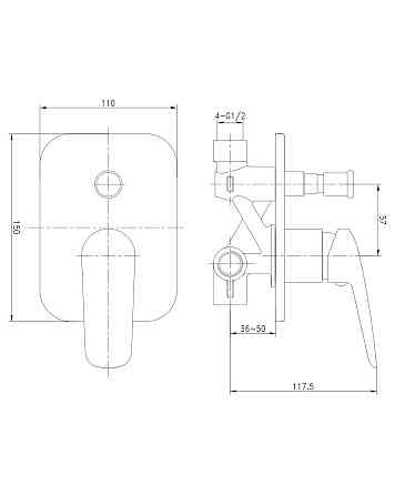 Змішувач прихованого монтажу для ванни Imprese PRAHA new VR-10030(Z) Київ