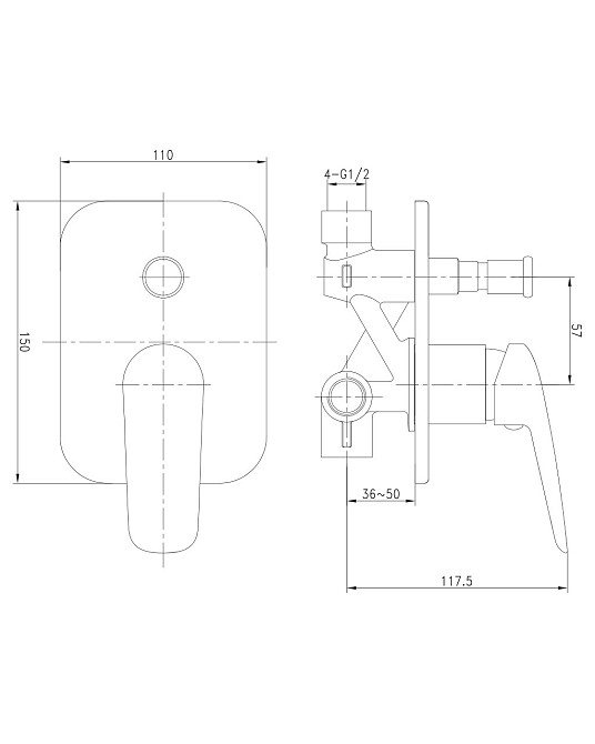 Змішувач прихованого монтажу для ванни Imprese PRAHA new VR-10030(Z) Київ - фото 4