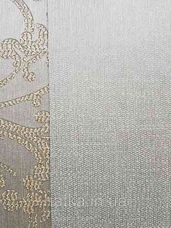 Текстильні шпалери на флізелін Da capo RaschTextil 085524 однотонні структурні смужка болотна з золотом Київ