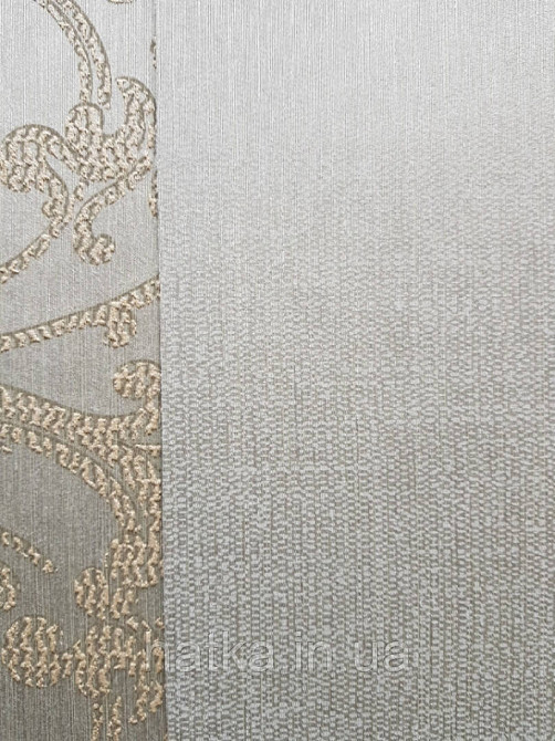 Текстильні шпалери на флізелін Da capo RaschTextil 085524 однотонні структурні смужка болотна з золотом Київ - фото 2