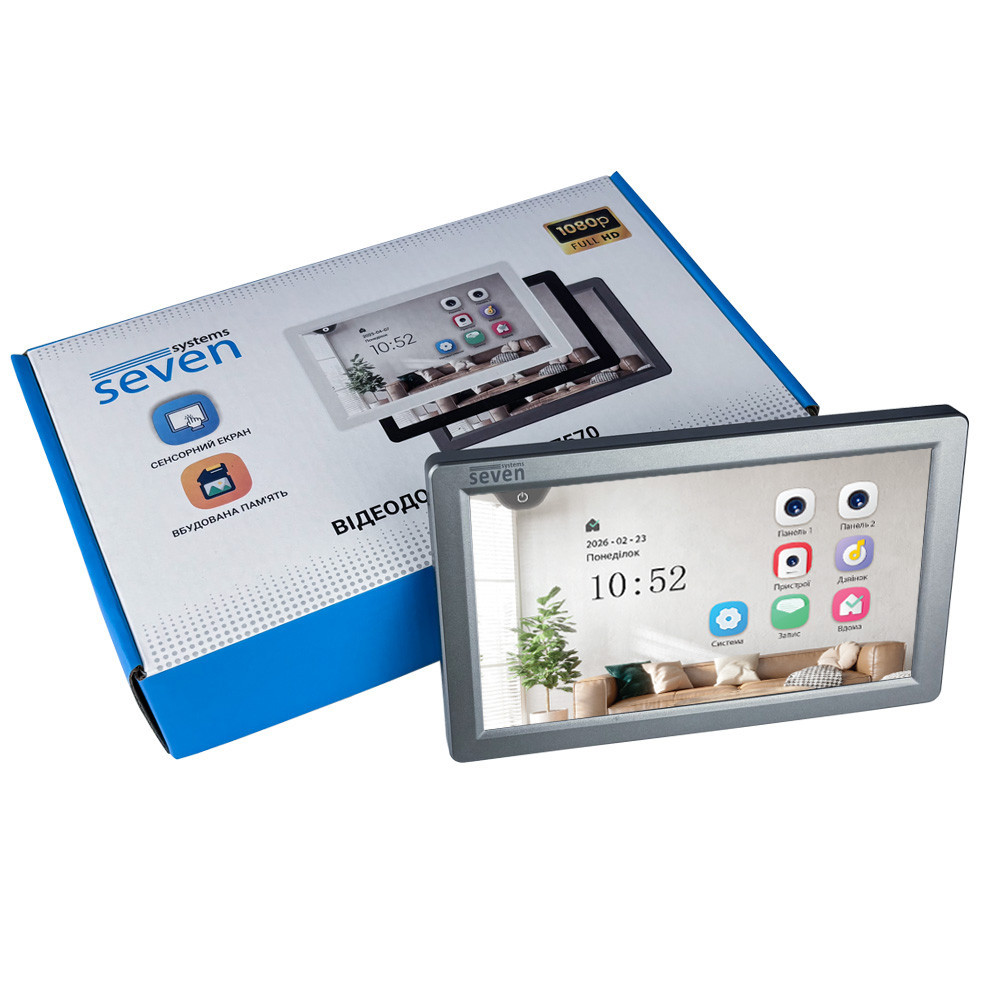 Видеодомофон 7 дюймов SEVEN DP-7570 FHD IPS grey Киев - изображение 7