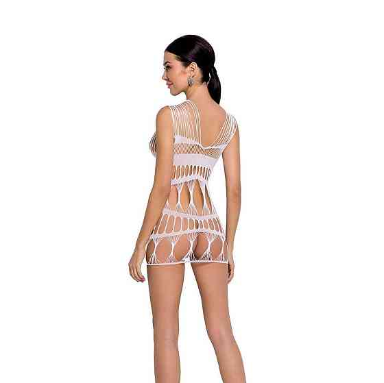 Бодістокінг-сукня Passion BS089 white, міні, плетіння у вигляді павутини Sex Aura Київ