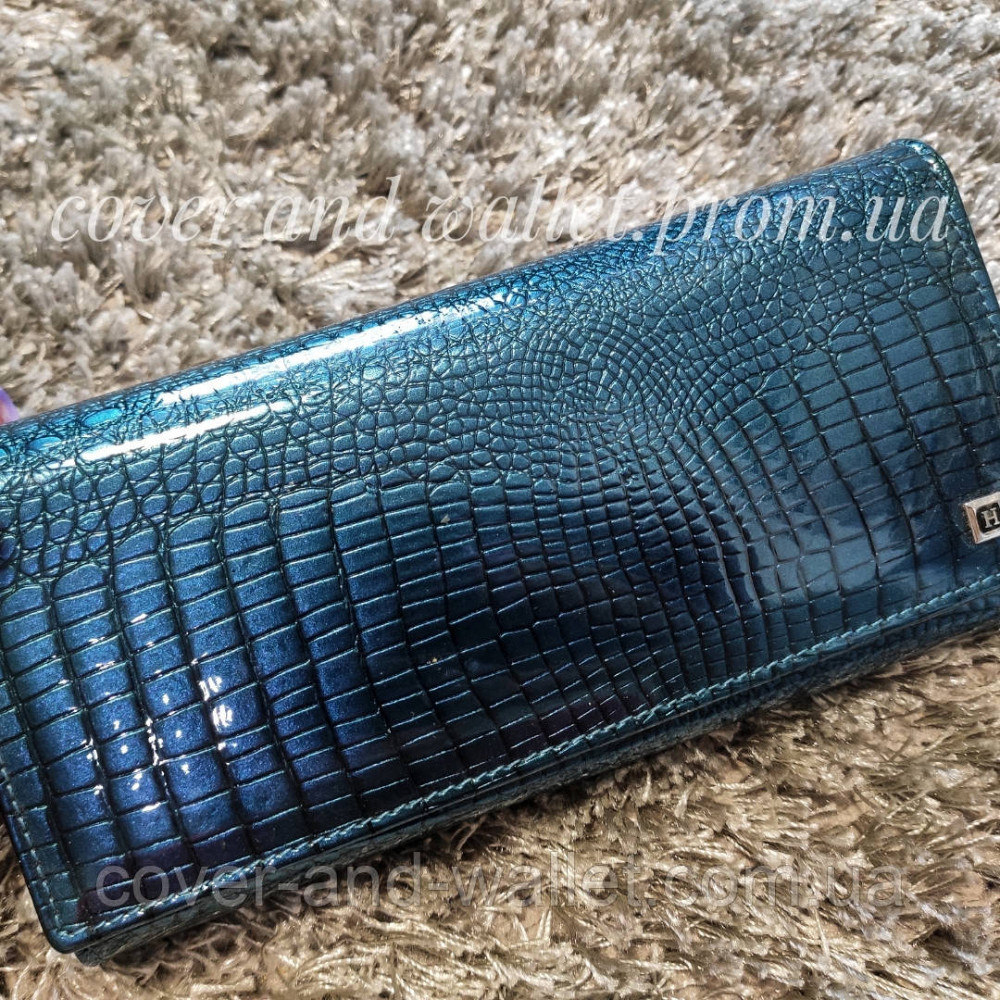 Бірюзовий жіночий гаманець з натуральної лакової шкіри Hassion AE 501 Київ - фото 1