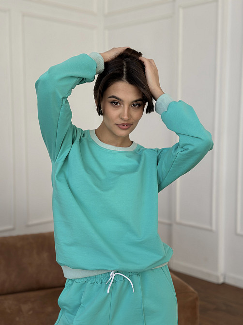 Свитшот женский однотонный Бирюзовый 46/48 Харьков - изображение 7