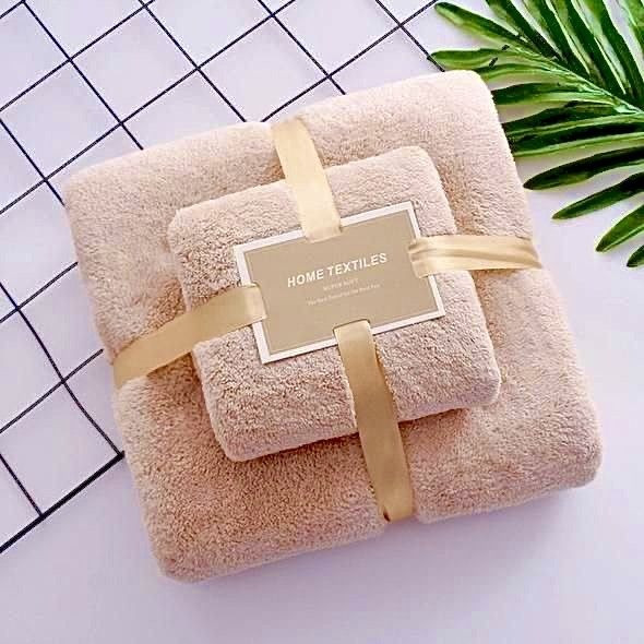 Набор 2 в 1 полотенец для душа и ванной для лица и тела,комплект банных флисовых полотенец цвет коричневый Каменец-Подольский - изображение 2