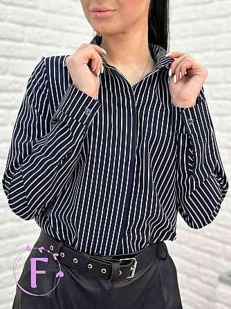 Сорочка з довгими рукавами у смужку "Sail" оптом | Батал | Розпродаж моделі Темно-синій, 50-52, вузька смужка Київ