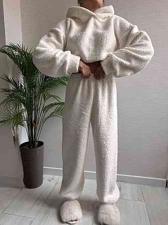 Жіноча стильна домашня плюшева піжама з вушками хутро тедді Одеса