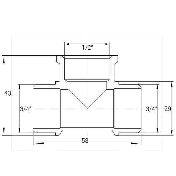 Трійник редукційний 3/4″х1/2″х3/4″ЗВЗ нікельований A0224А(нк) Київ