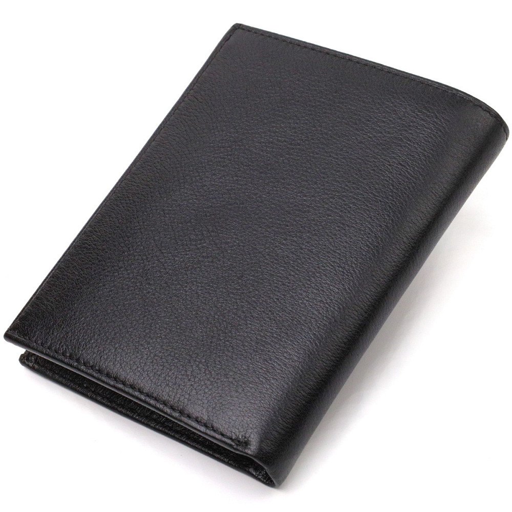 Чоловічий гаманець вертикального формату з натуральної шкіри CANPELLINI 21753 Чорний Київ - фото 2