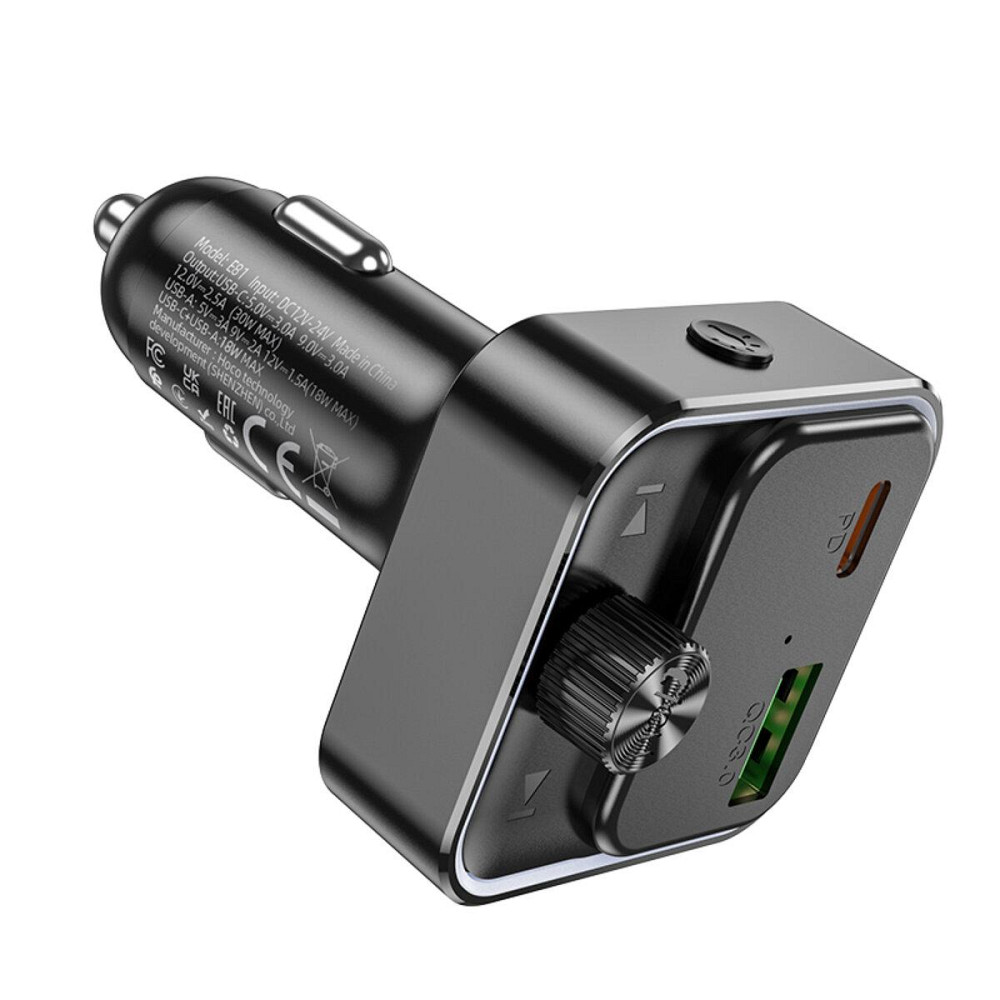 Автомобильное зарядное устройство с FM-модулятором HOCO E81 Fantasy PD30W+QC3.0 car BT FM transmitter Black Одесса - изображение 5