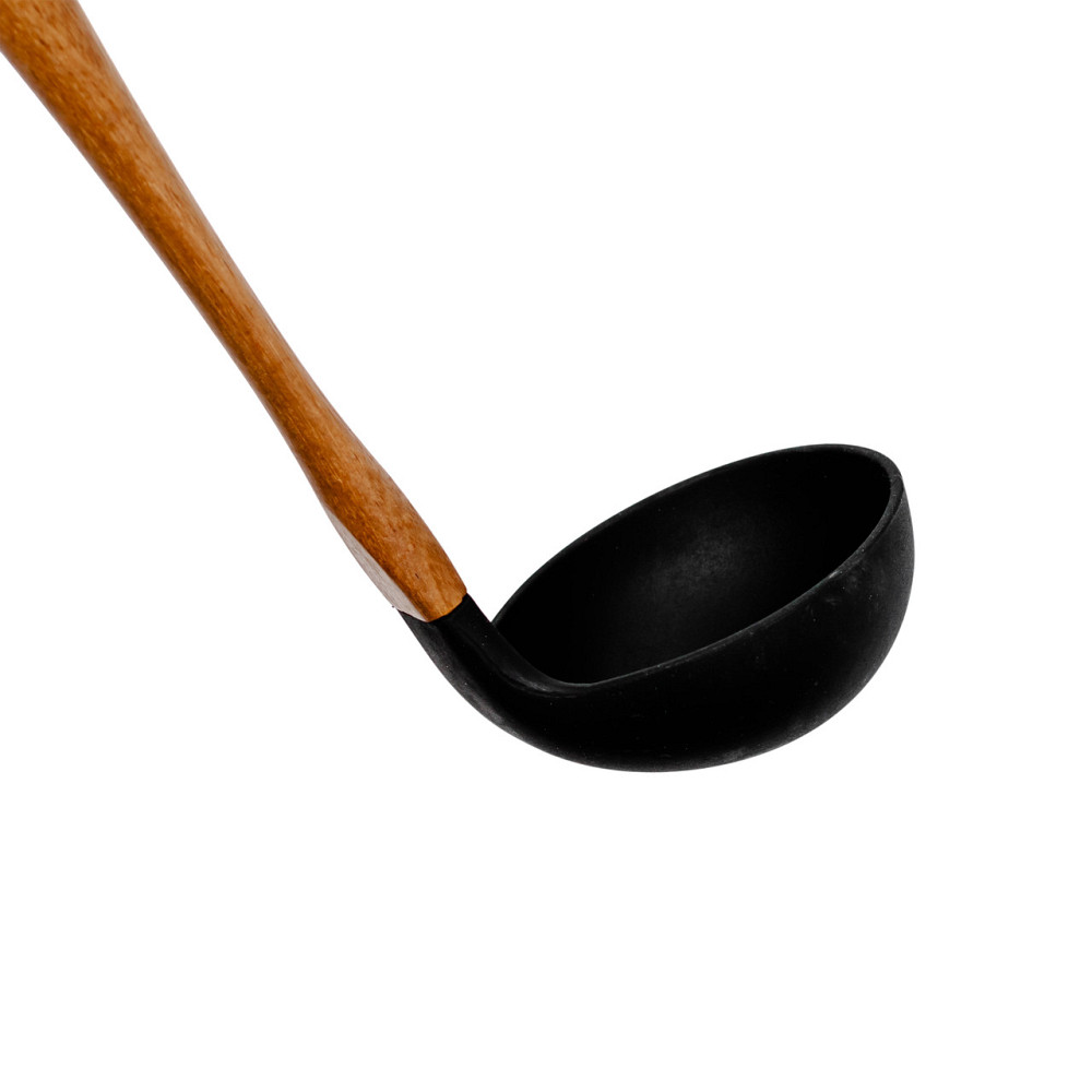 Ополоник силіконовий кухонний 27 (см) кухонний ополоник з силікону з дерев'яною ручкою для супу, бульйону HP-8-58 Коломия - фото 2