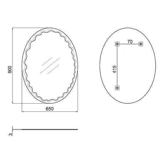 Дзеркало Lidz Latwa 140.07.11 (1) 650х800 настінне овальне з декором LD78LA6580 Київ