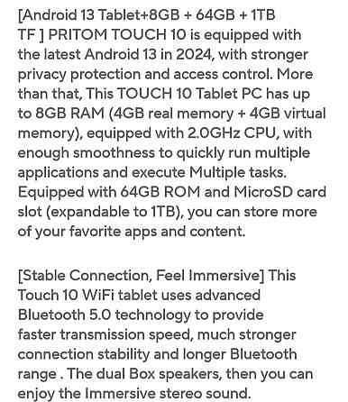 Планшет Pritom 10.1 13 Android з чохлом Київ