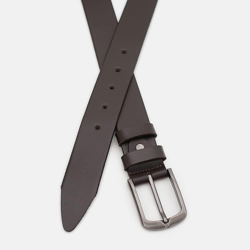 Ремень из натуральной кожи мужской 115×3.5 / пояс для брюк, коричневый Киев - изображение 2