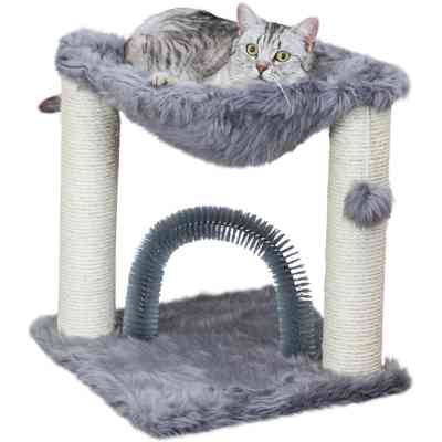 Дряпка (когтеточка) для котов Trixie Baza со щеткой 41х41х50 см серая (4011905445489) Винница