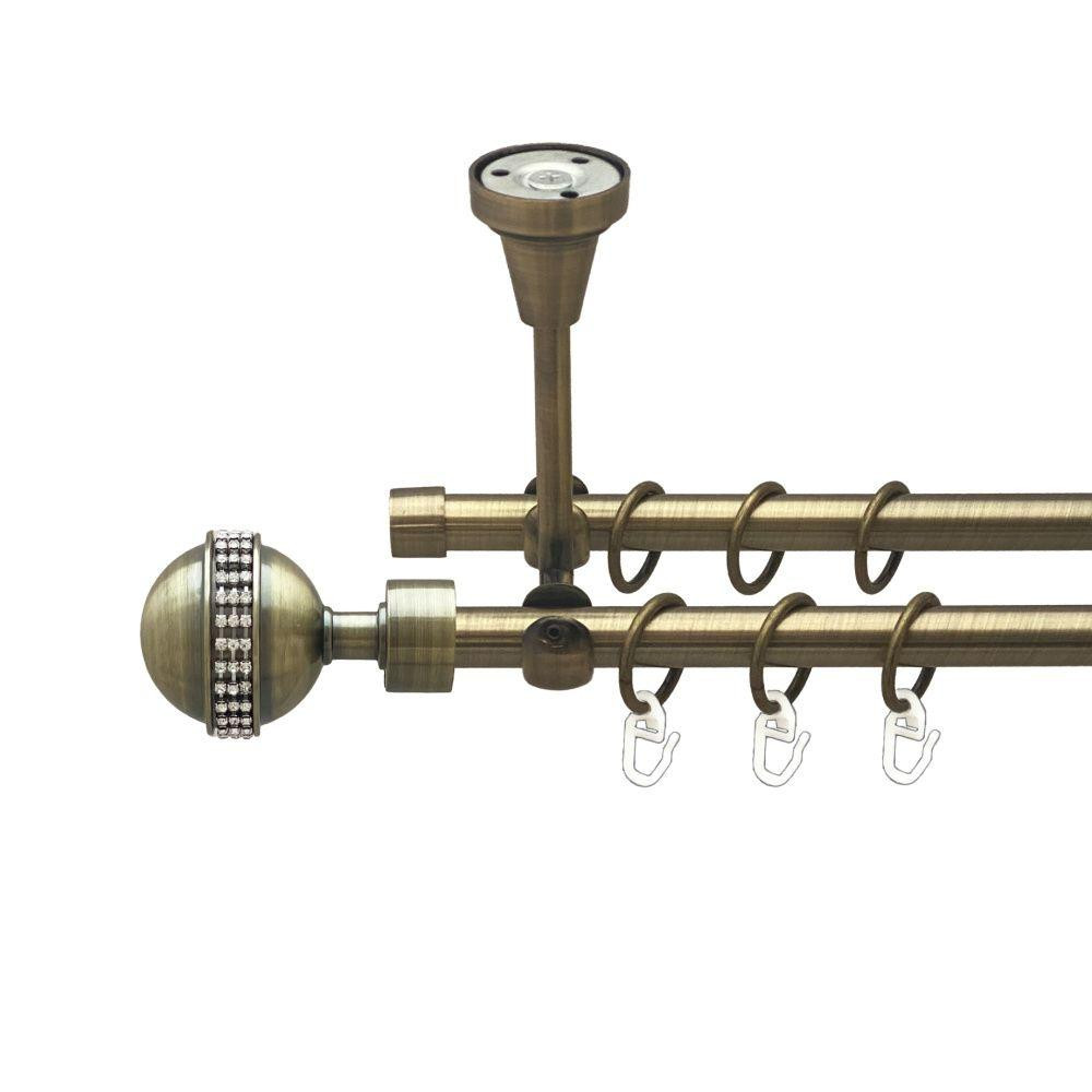 Карниз Orvit Авея металевий дворядний відкритий до стелі гладка труба кільце металеве Антик 16\16 мм 240 см (00-00022563) Львів - фото 1