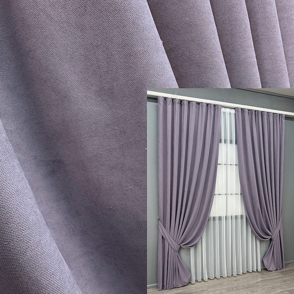 Комплект готових штор VR-Textil Мікровелюр Petek № 1493ш Лавандовий 100х290 см 2 шт (31-741) Київ - фото 1