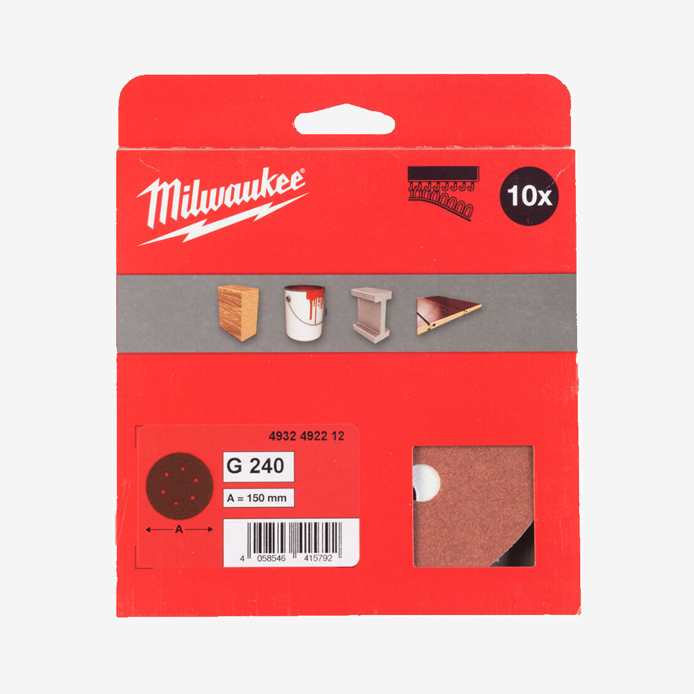 Круг шліфувальний MILWAUKEE 6 отв. H&L, Ø150мм, зерно 240, (10шт) Одеса - фото 2