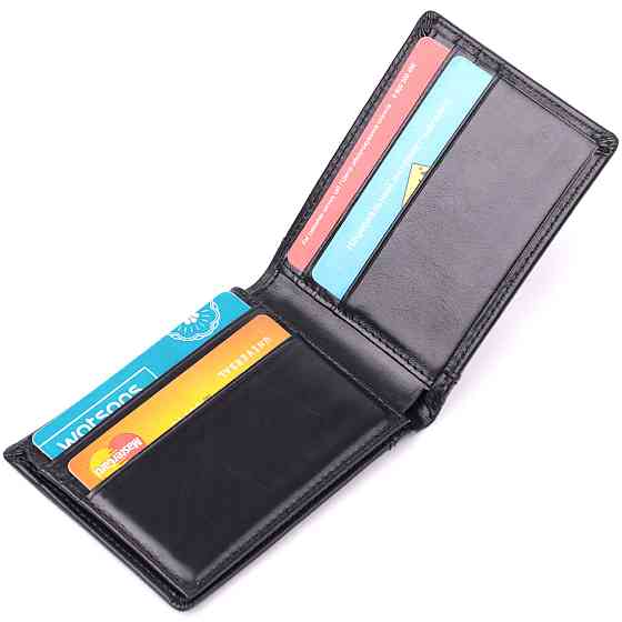 Небольшой мужской бумажник без застежки из натуральной кожи Vintage sale_15097 Черный Киев