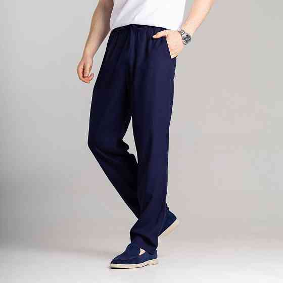 Чоловічі лляні штани вільного крою темно сині Pobedov Chill Київ