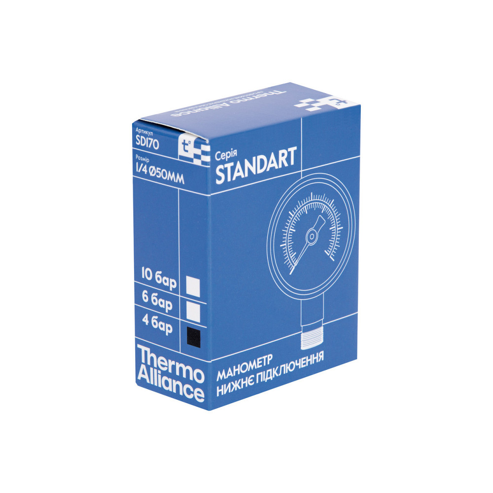 Манометр Thermo Alliance Standart 50 мм 1/4", нижнє під'єднання SD1704B Київ - фото 12