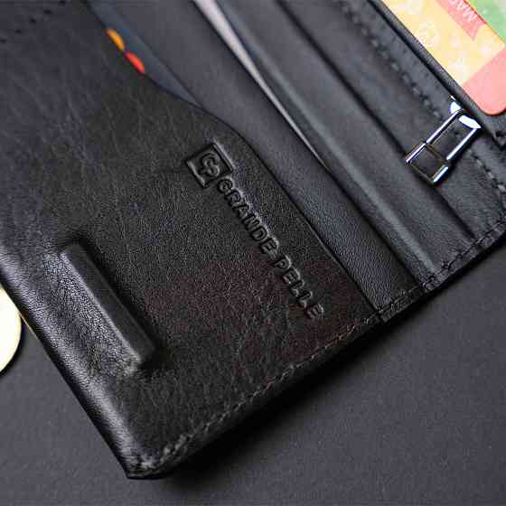Борсетка елітна шкіряна GRANDE PELLE 11277 Чорна Київ