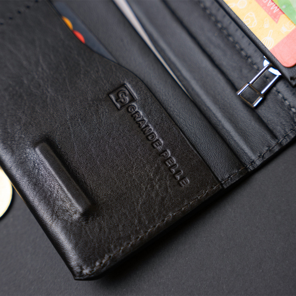 Борсетка элитная кожаная GRANDE PELLE 11277 Черная Киев - изображение 2