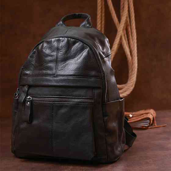 Функціональний шкіряний рюкзак Vintage 20374 Чорний Київ