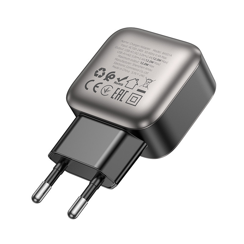Сетевое зарядное устройство BOROFONE BAS51A Absolute dual-port charger Black Одесса - изображение 7