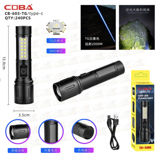 Ліхтарик ручний BL-603-TG Bailong – світлодіодний акумуляторний ліхтар із зумом та режимами свічення Одеса - фото 1