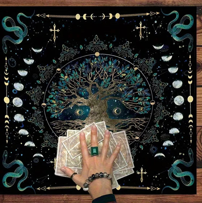 Скатерть для таро Дерево жизни 49×49 см, коврик для карт таро, рун, алтарная ткань Киев - изображение 2