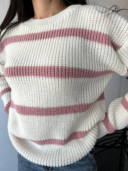 Жіночий стильний в'язаний светр зі смугами.  42-48р Київ - фото 9