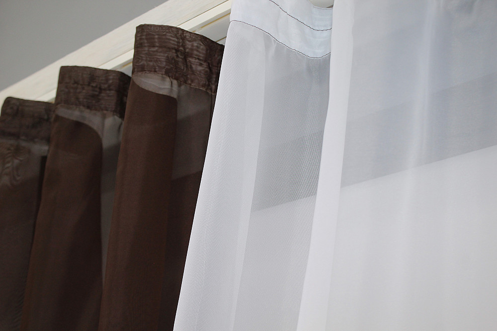 Кухонные шторы VR-Textil № 017к комбинированные с подвязками венге с белым 265х170 см (50-115) Киев - изображение 4