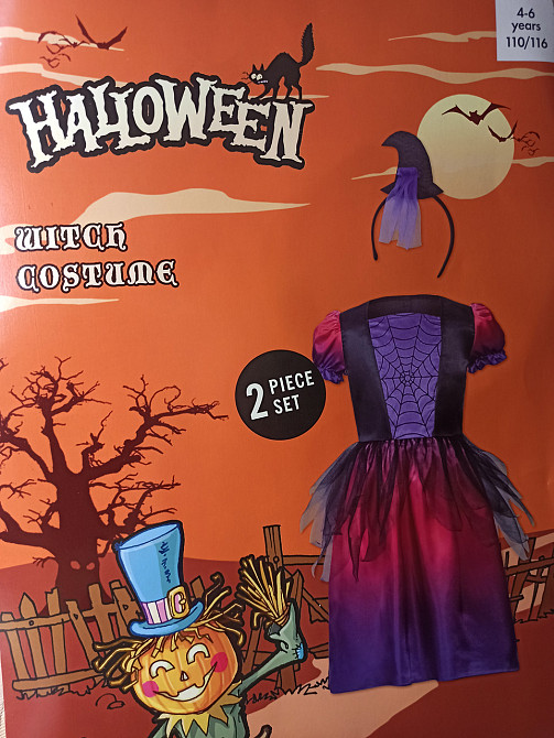 Дитяча сукня Відьми з обручем для дівчинки на Хелловін розмір 4-6 років фіолетове Київ - фото 4
