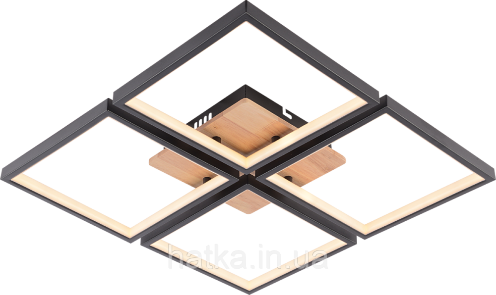 Люстра стельова світлодіодна VALESO DK6587/4 з пультом, LED 82W, димер, Чорний+Дерево Київ - фото 1