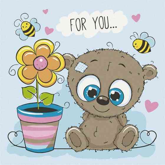 Картина по номерам ArtCraft Медвежонок с цветком 30х30 см (15513-AC) Харьков