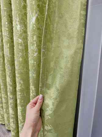 Комплект готових штор VR-Textil Льон мармур Royal Touch № 2011ш Світло-оливковий 200х270 см 2 шт (32-475) Київ