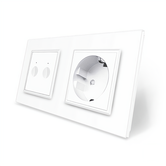 LIVOLO Сенсорний прохідний/перехресний вимикач Sense 2 сенсора 1 розетка Livolo білий скло (VL- Коломыя