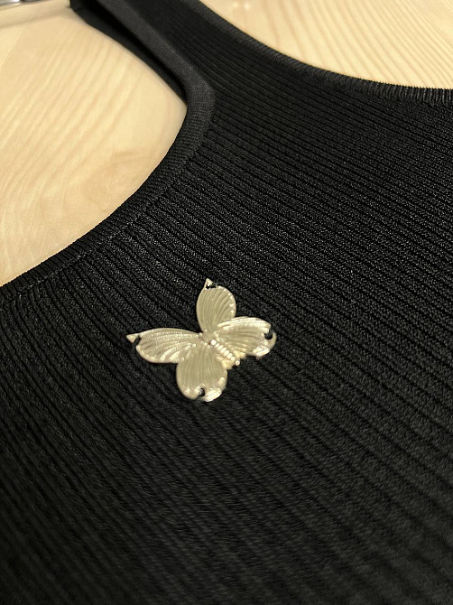 Майка жіноча A-N 2206 в рубчик з метеликом, чорний, one size Київ - фото 9
