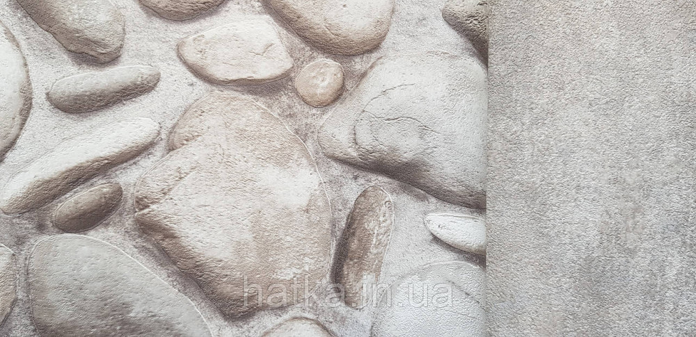 Шпалери вінілові на флізеліні AdaWall Roka 1.06х10 під морський камінь структурні білі бежеві 23113-1 Київ - фото 3