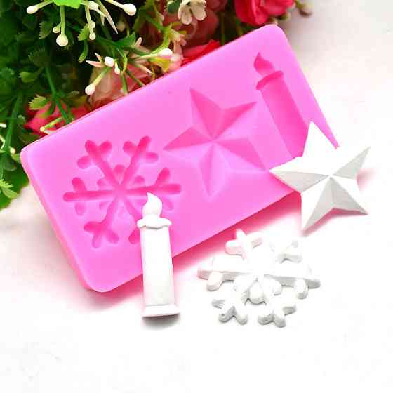 Молд новогодний Снежинка звезда свеча 93 на 45 мм розовый Киев