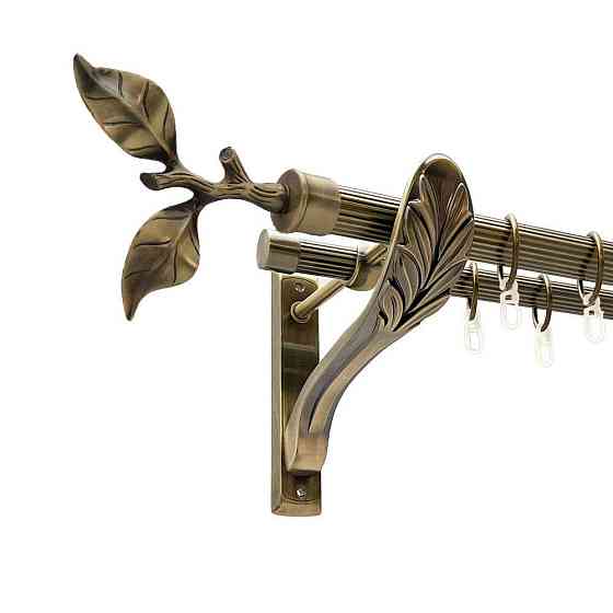 Карниз Orvit Листок Троянди металевий дворядний ретро рифлена труба кільце металеве Антик 25\19 мм 300 см Львов